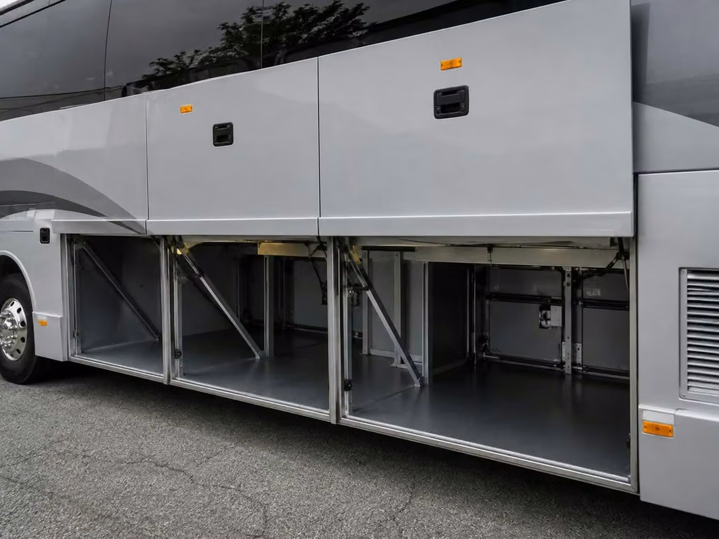 bella vista 56 passenger charter bus luggage bays