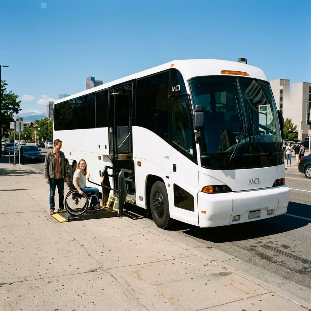 bella vista 56 passenger charter bus wheelchair lift