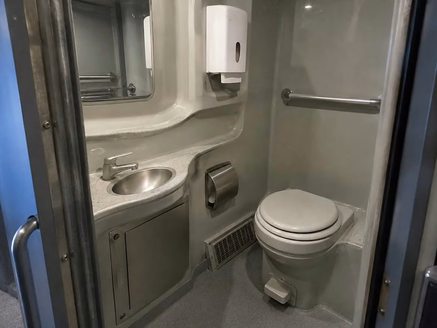 bella vista charter bus onboard restroom