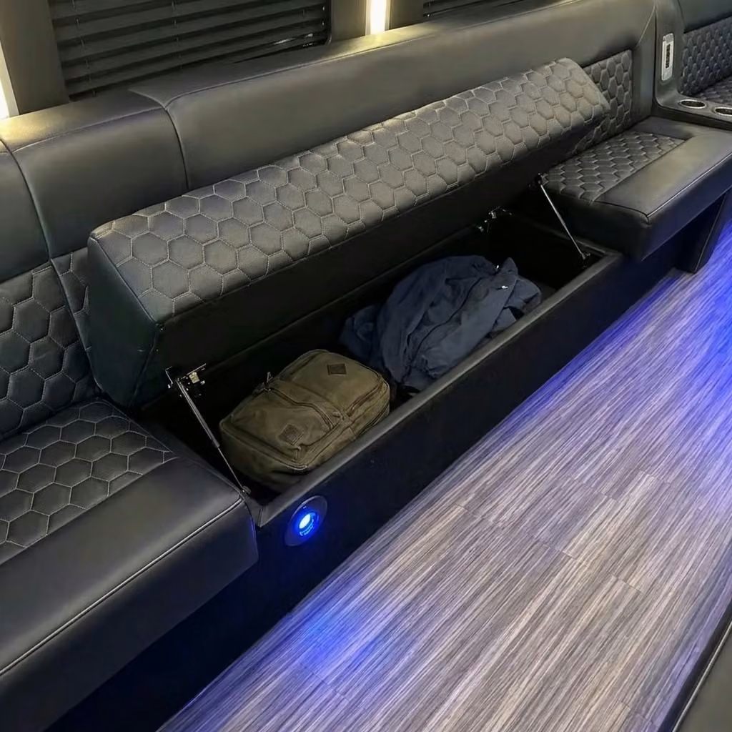 bella vista party bus under seat storage