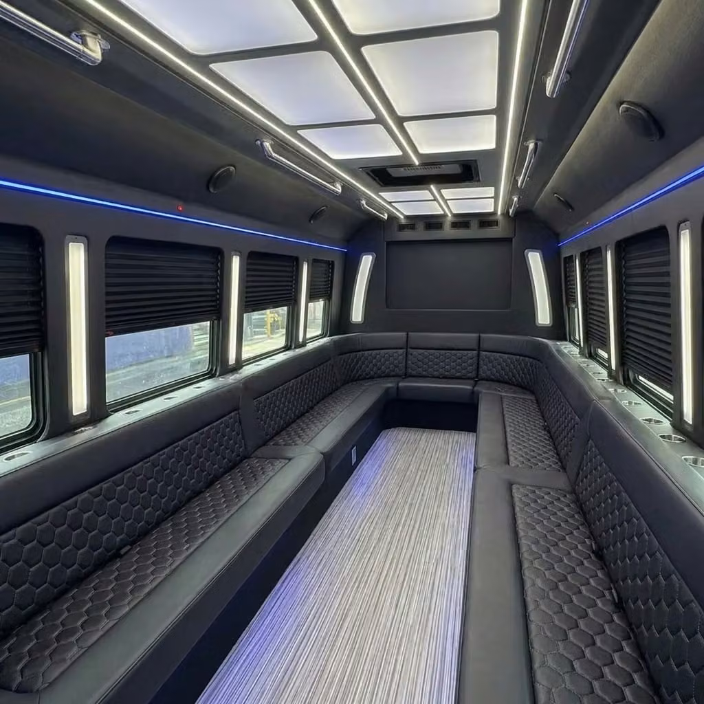 bella vista party bus wraparound seating