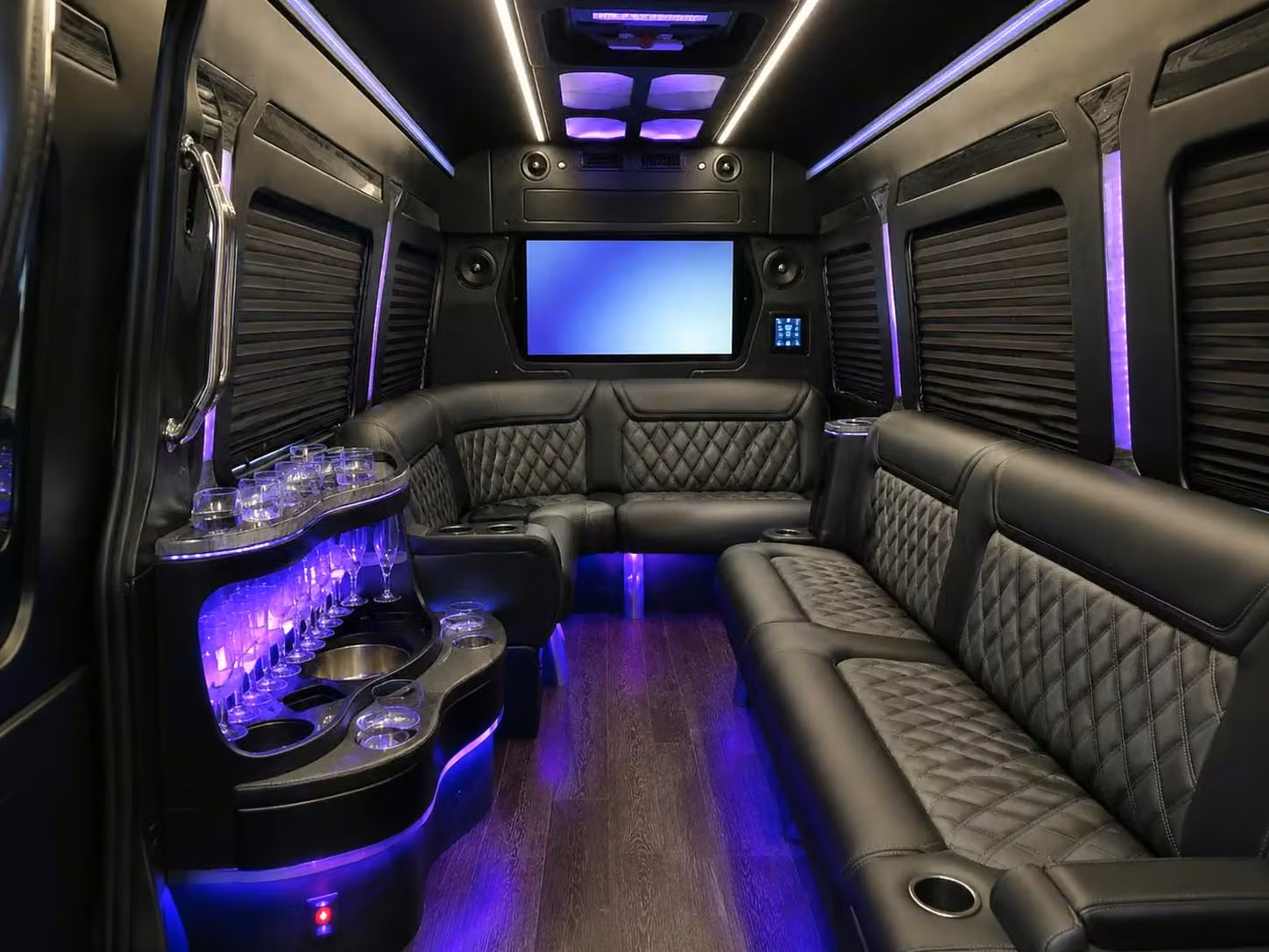 bella vista prom party buses with led lighting bluetooth sound and leather seating