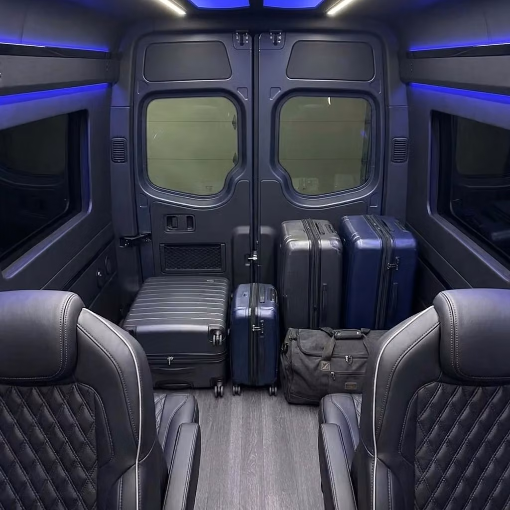 bella vista sprinter van rental with driver luggage area